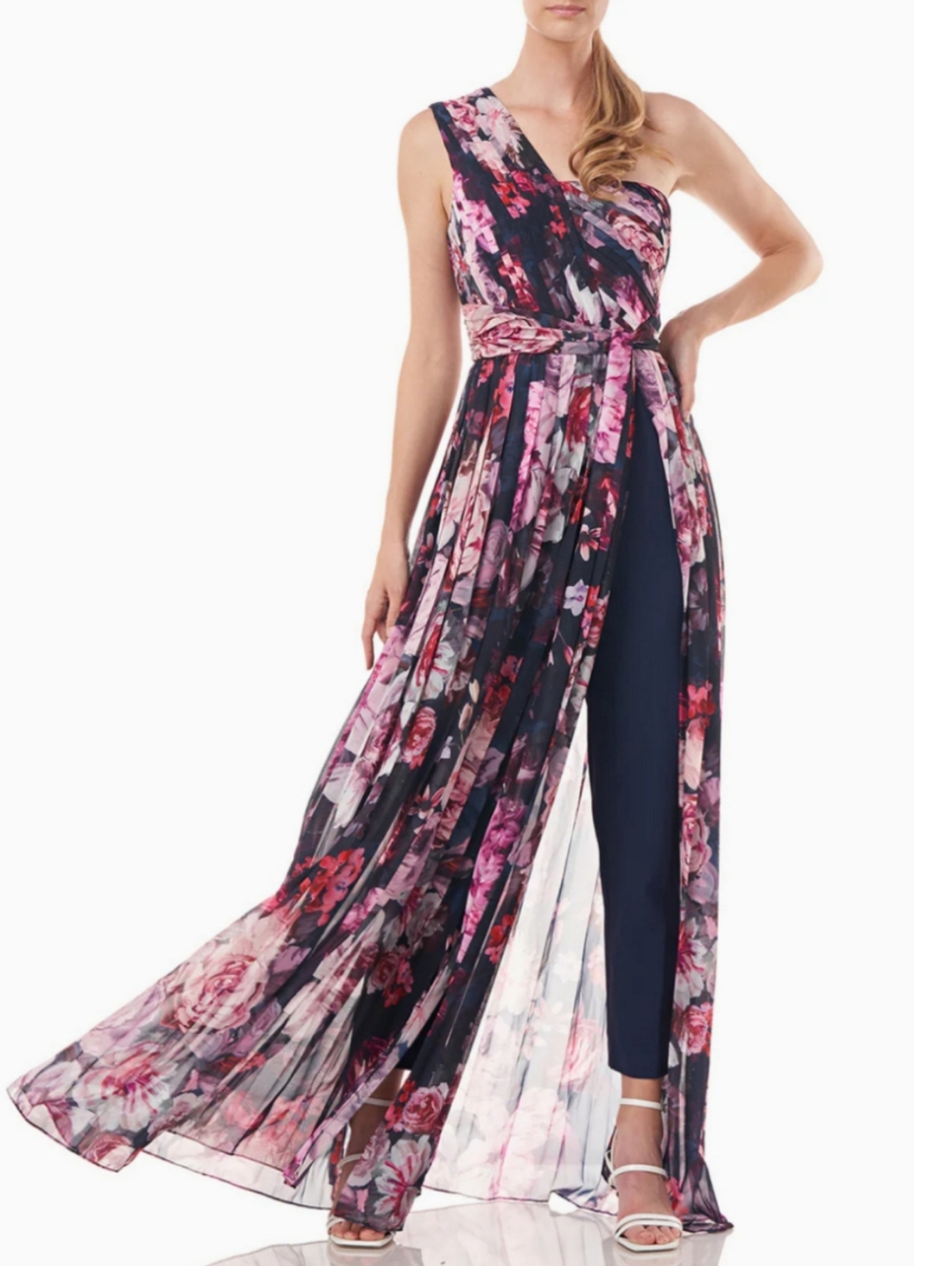 Kay Unger Layla Walk Thru Jumpsuit Size 6 in Midnight Fuchsia Wedding Guest